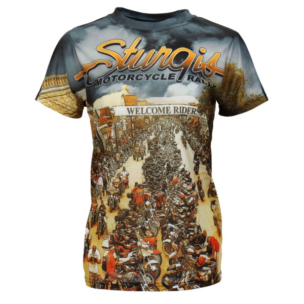 Hot Leathers Ladies Sturgis Main Street Fitted 3D All Over Printed T-Shirt GLS1004 For Cheap