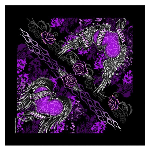 Hot Leathers BAB1062 Ladies Banner Heart Live Love Ride Bandana Cheap