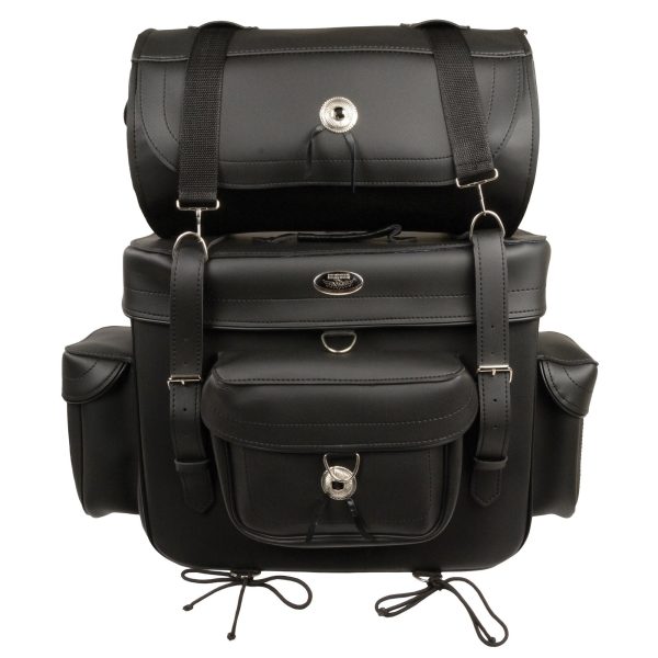 Milwaukee Leather SH539 Large Black Motorcycle PVC Large 2 Piece Touring Sissy Bar Bag Online Hot Sale