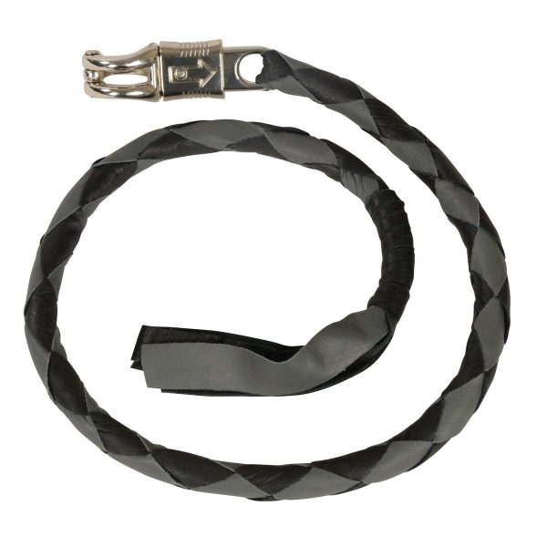 Milwaukee Leather 36   Genuine Leather Whip - Black and Grey Get Back Whip for Handlebar - Biker Whip - MP7900 Online Sale